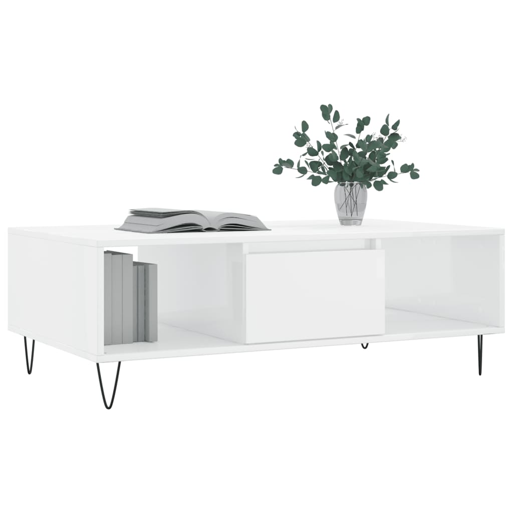 vidaXL Coffee Table High Gloss White 104x60x35 cm Engineered Wood