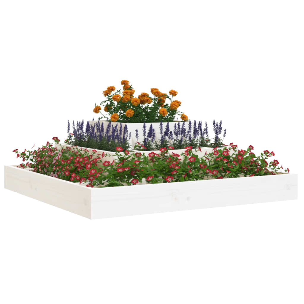 vidaXL Planter White 80x80x27 cm Solid Wood Pine