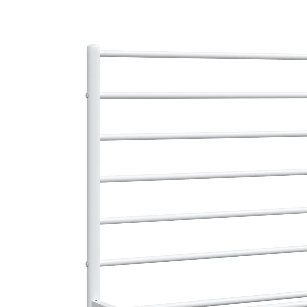 vidaXL Metal Bed Frame without Mattress with Footboard White 140x190 cm