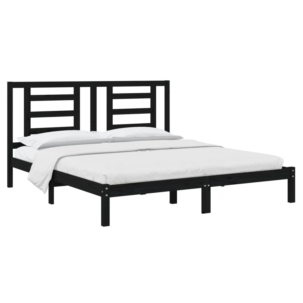 vidaXL Bed Frame without Mattress Black 180x200 cm Super King Solid Wood