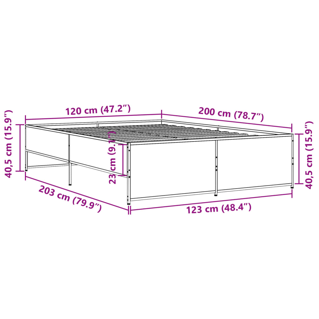 vidaXL Bed Frame without Mattress Smoked Oak 120x200 cm