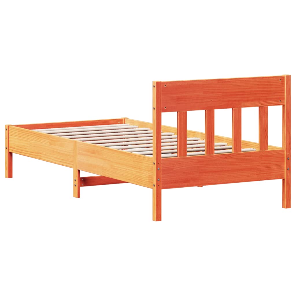 vidaXL Bed Frame without Mattress Wax Brown 100x200 cm Solid Wood Pine