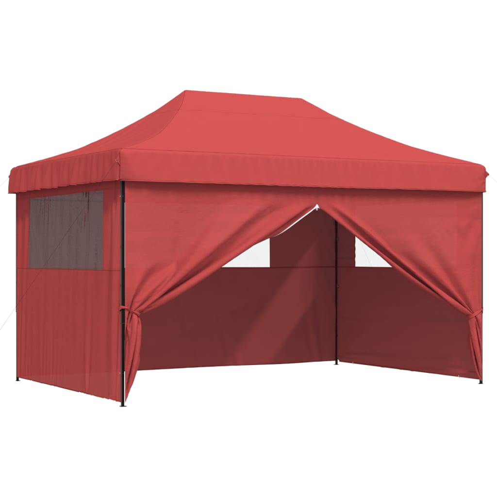 vidaXL Foldable Party Tent Pop-Up with 4 Sidewalls Burgundy