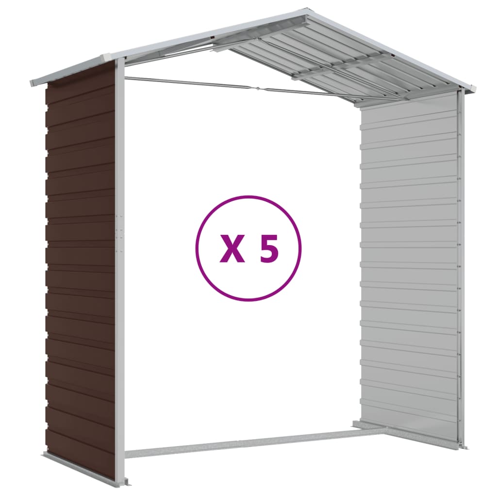 vidaXL Garden Shed Brown 191x470x198 cm Galvanised Steel