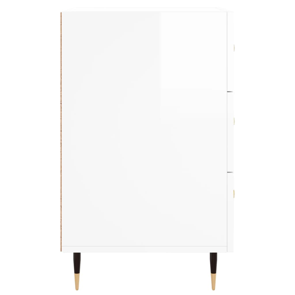 vidaXL Bedside Cabinet High Gloss White 40x40x66 cm Engineered Wood