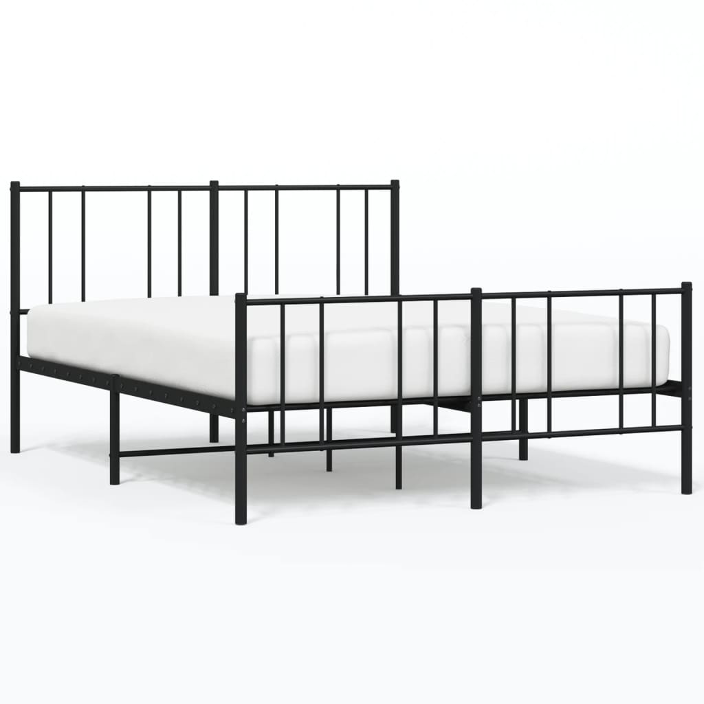 vidaXL Metal Bed Frame without Mattress with Footboard Black 140x190 cm