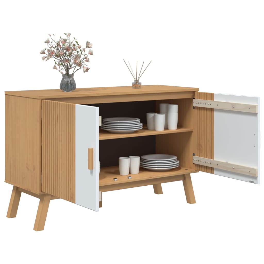 vidaXL Sideboard OLDEN White and Brown 114x43x73.5 cm Solid Wood Pine