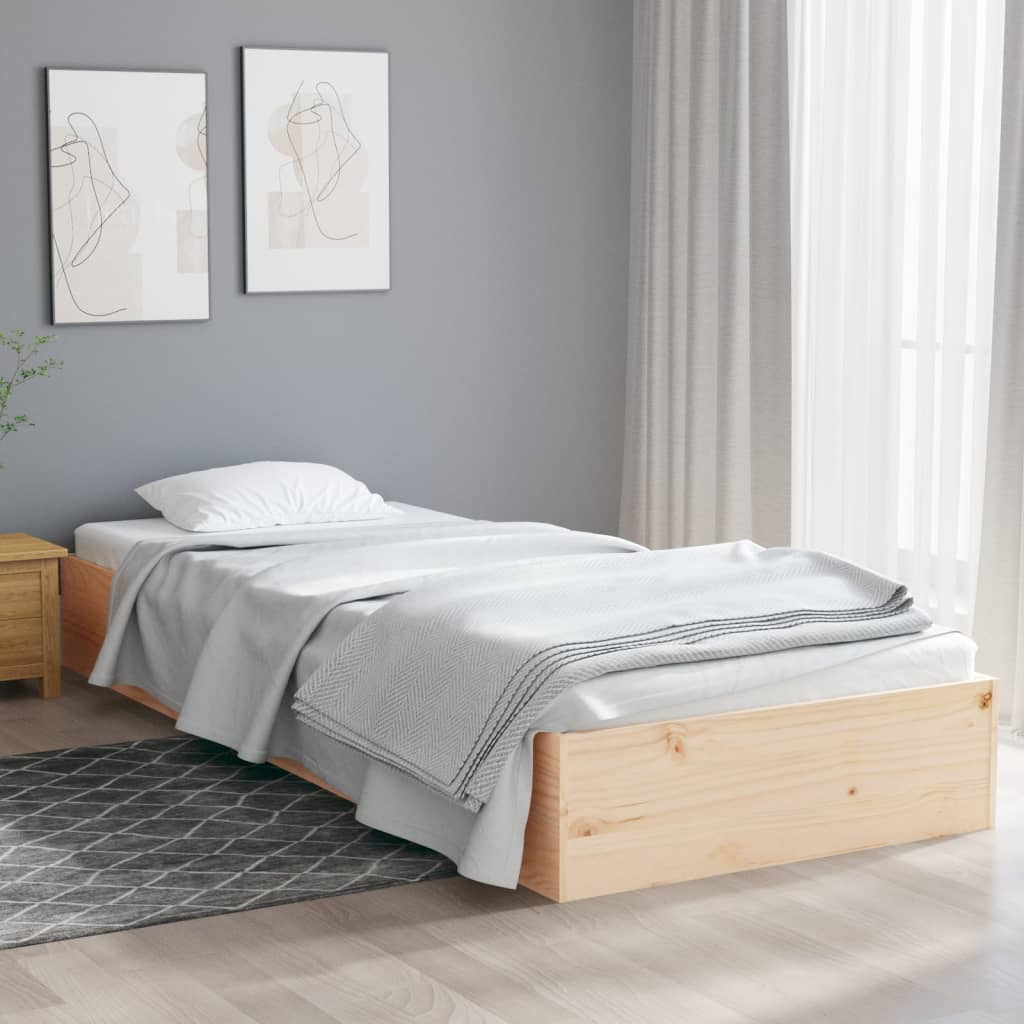 vidaXL Bed Frame without Mattress Solid Wood 75x190 cm Small Single