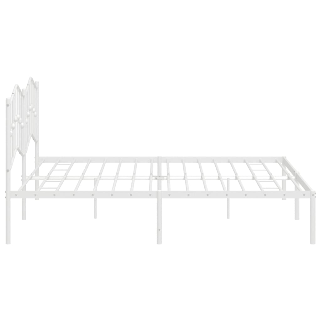 vidaXL Metal Bed Frame without Mattress with Headboard White 193x203 cm