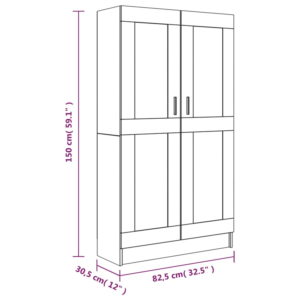 vidaXL Book Cabinet Smoked Oak 82.5x30.5x150 cm Engineered Wood