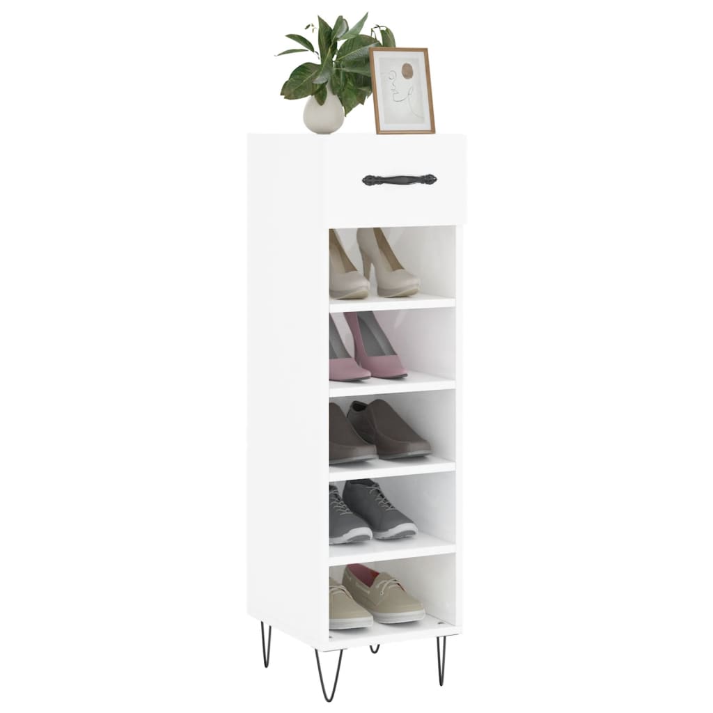 vidaXL Shoe Cabinet High Gloss White 30x35x105 cm Engineered Wood