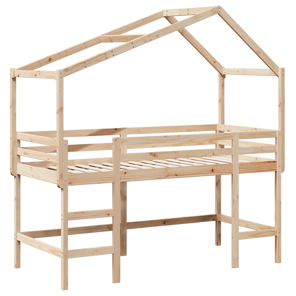 vidaXL Loft Bed with Ladder and Roof without Mattress 80x200 cm