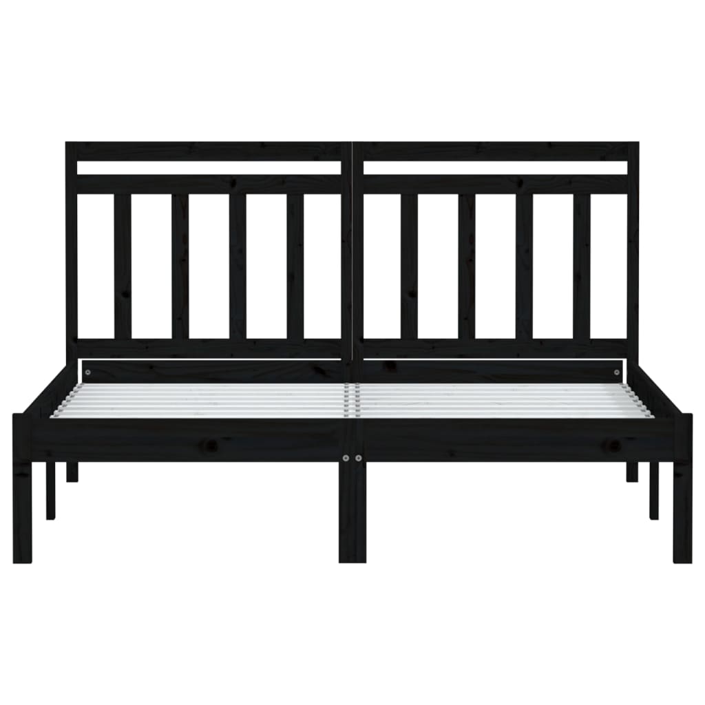 vidaXL Bed Frame without Mattress Black Solid Wood 120x200 cm (810016+814088)