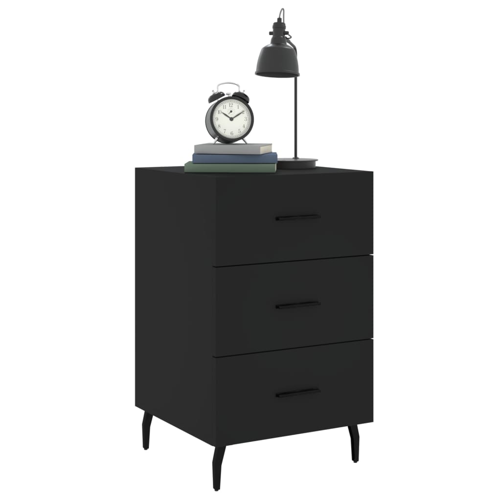 vidaXL Bedside Cabinet Black 40x40x66 cm Engineered Wood