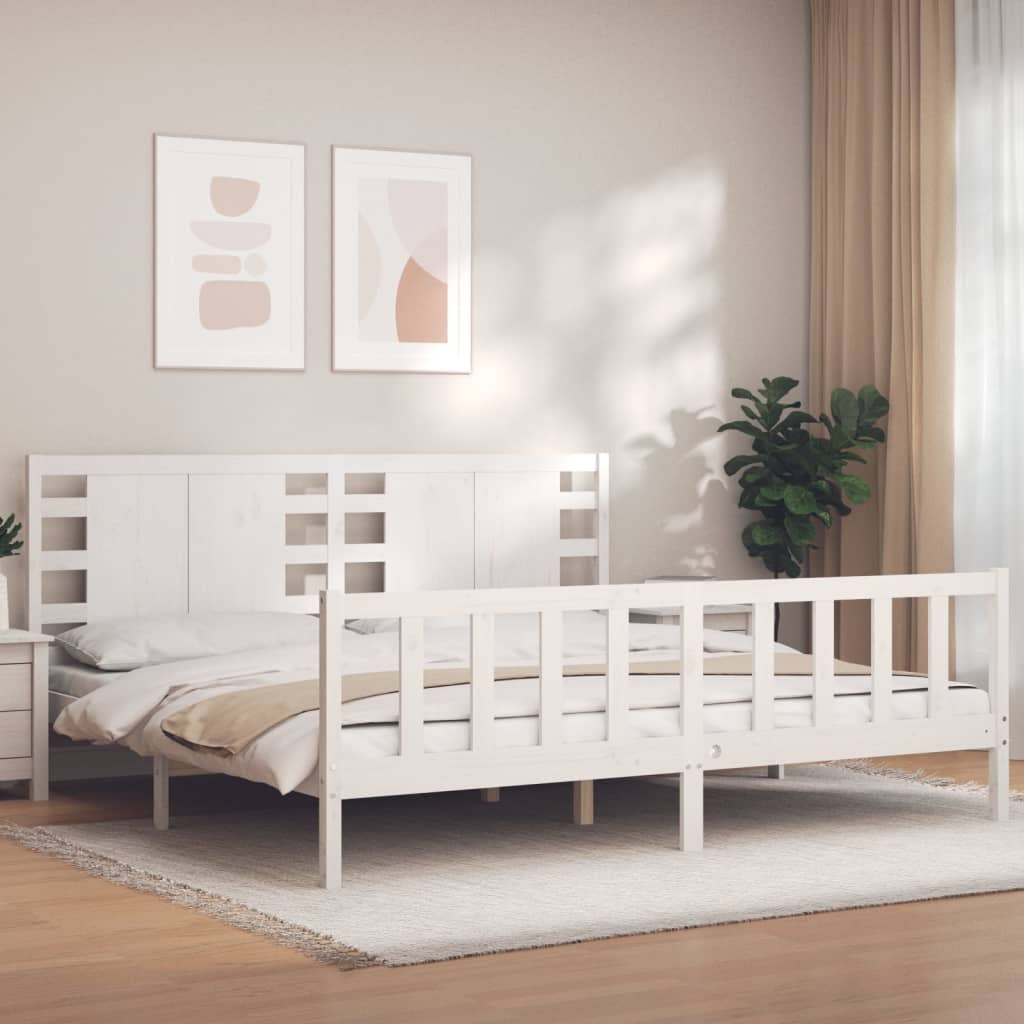 vidaXL Bed Frame without Mattress White 200x200 cm Solid Wood Pine