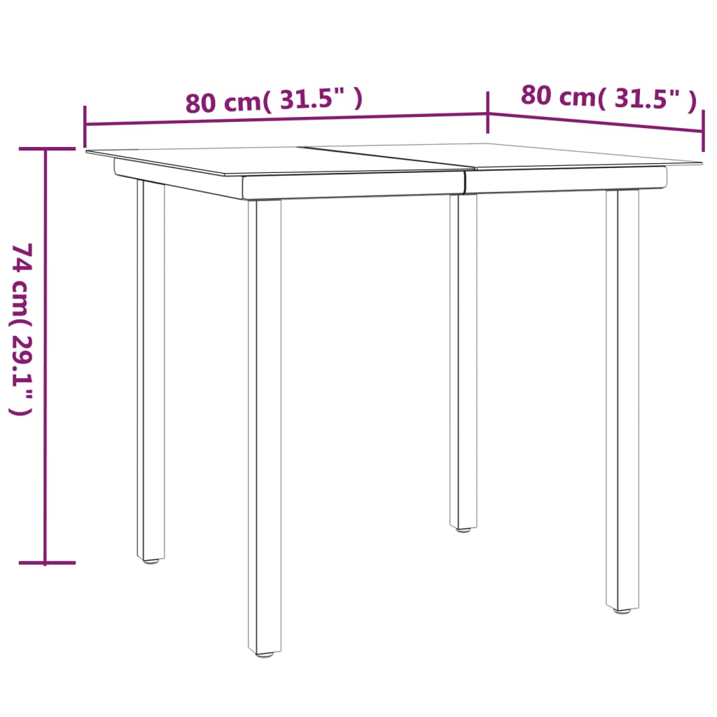 vidaXL 5 Piece Garden Dining Set Black Steel and Textilene