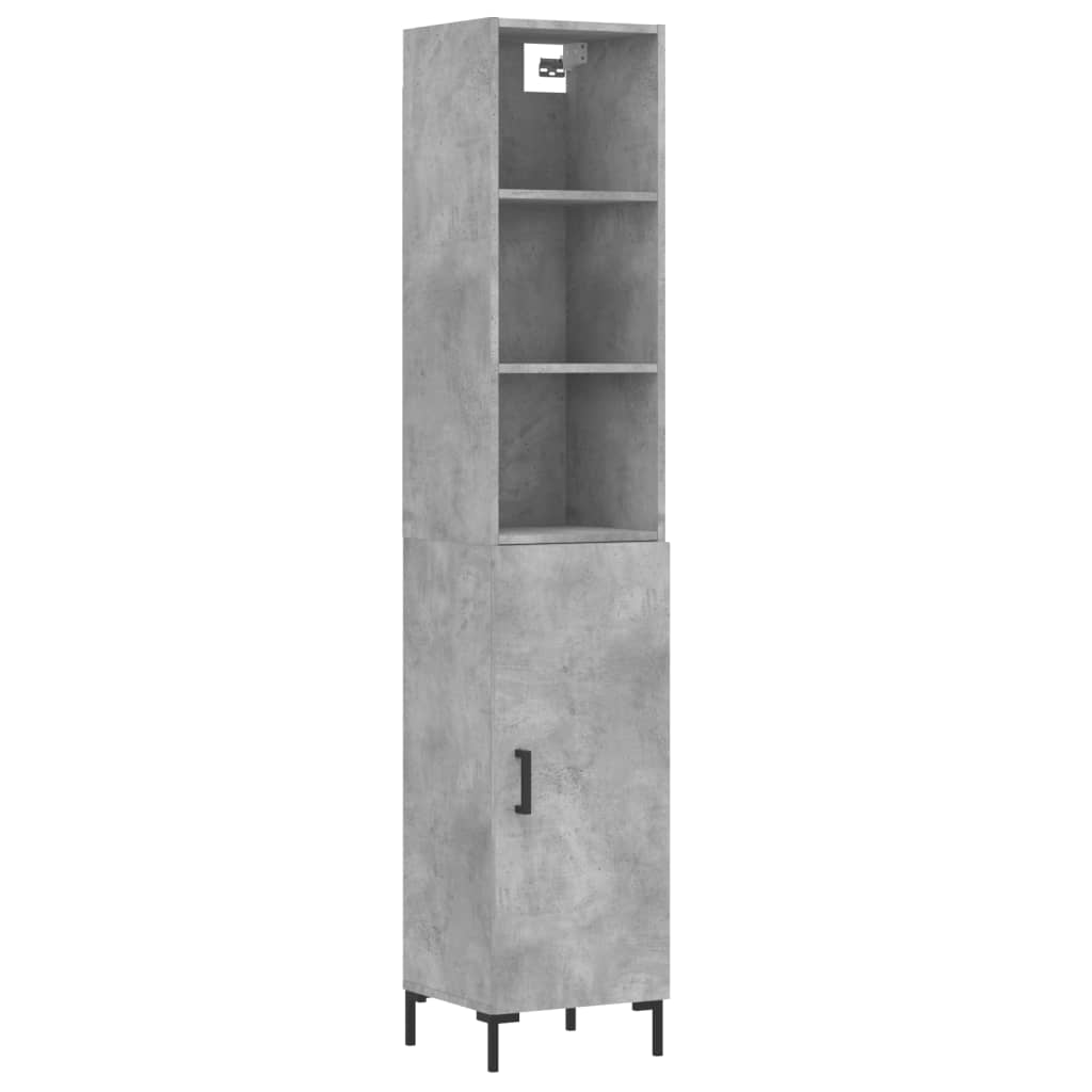 vidaXL Highboard Concrete Grey 34.5x34x180 cm Engineered Wood