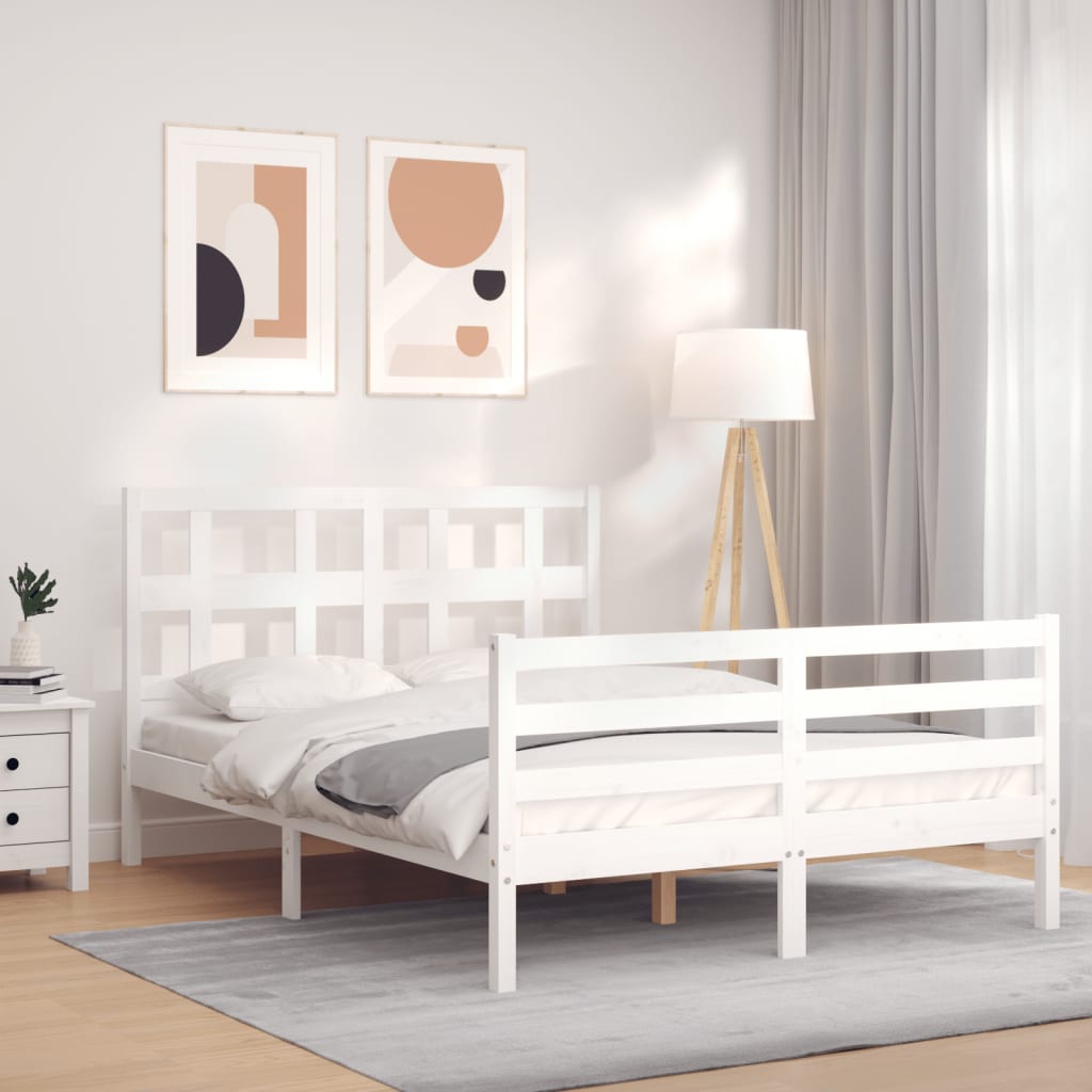 vidaXL Bed Frame without Mattress White 140x190 cm Solid Wood