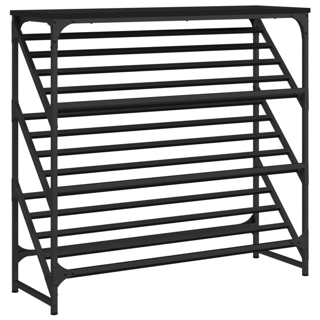 vidaXL Shoe Rack Black 90x30x85 cm Engineered Wood