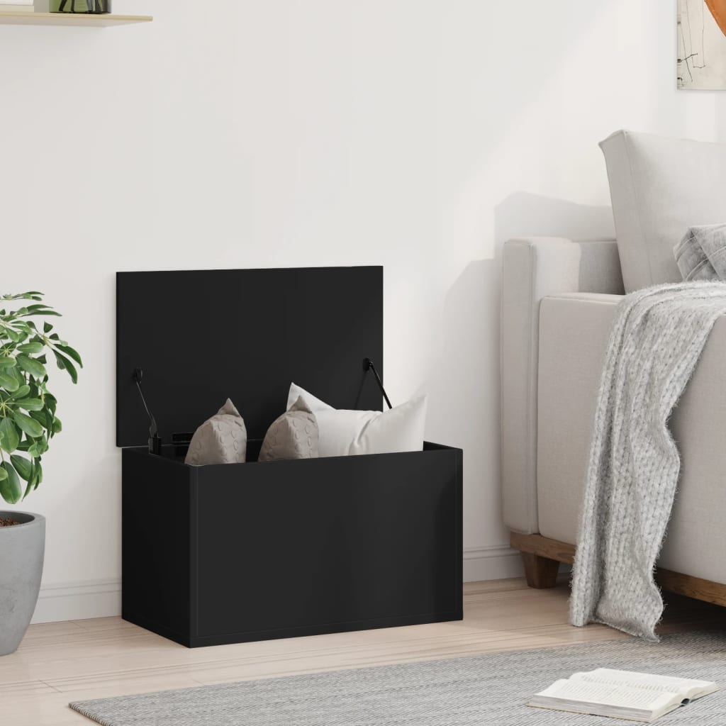 vidaXL Storage Box Black 60x35x35 cm Engineered Wood