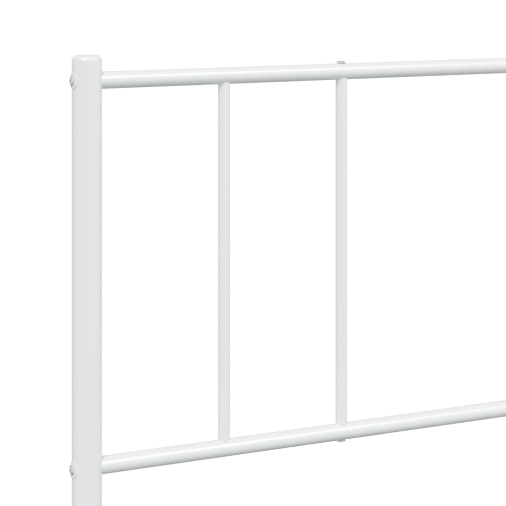 vidaXL Metal Bed Frame without Mattress with Headboard White 183x213 cm