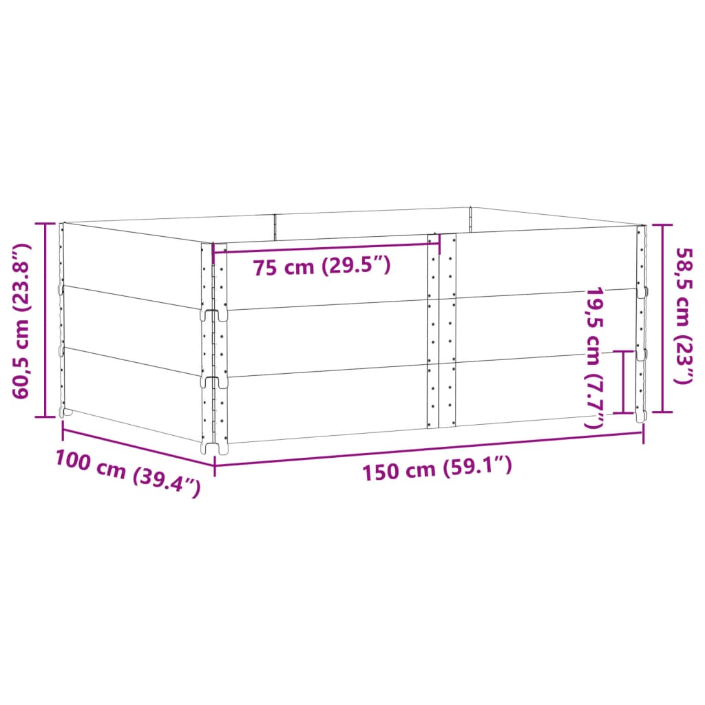 vidaXL Garden Planter Brown 150x100 cm Solid Wood Pine