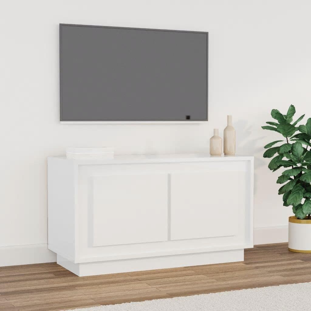 vidaXL TV Cabinet High Gloss White 80x35x45 cm Engineered Wood