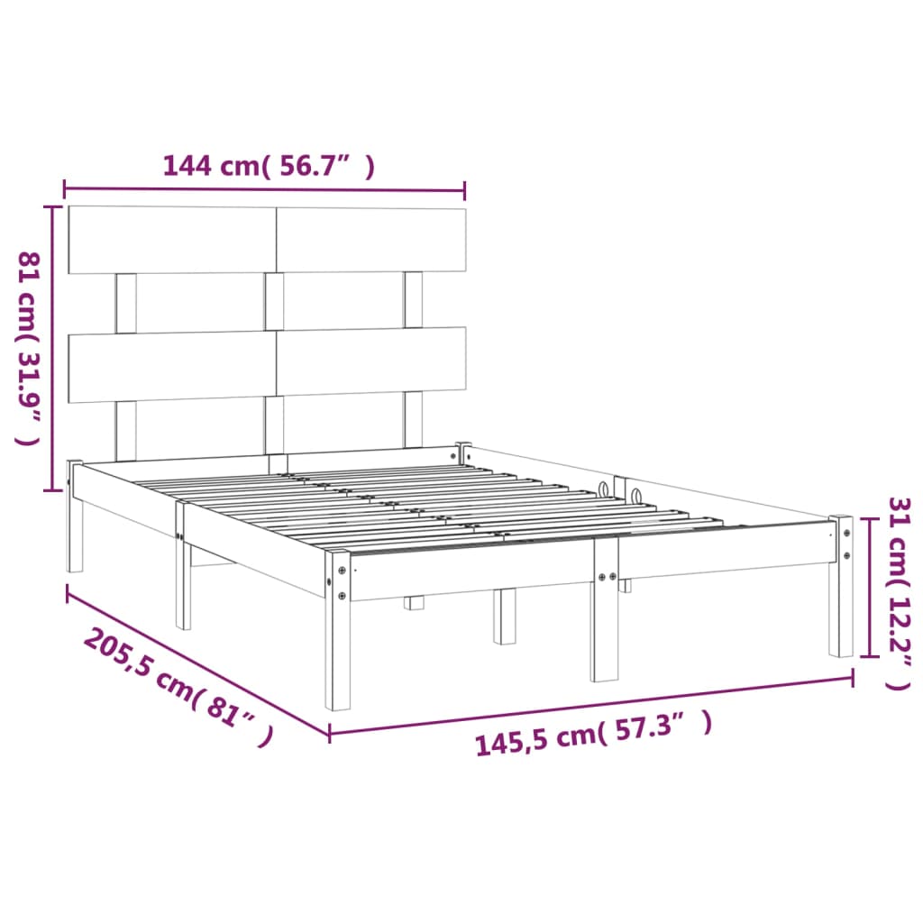 vidaXL Bed Frame without Mattress 140x200 cm Solid Wood