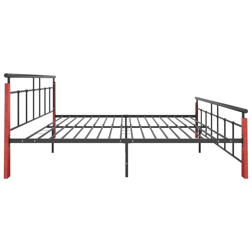 vidaXL Bed Frame without Mattress Metal and Solid Oak Wood 200x200 cm