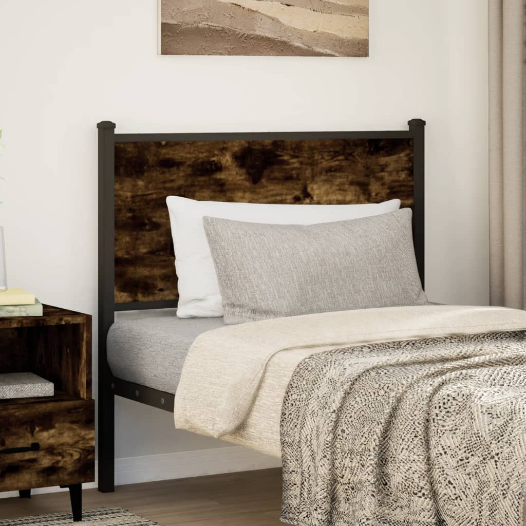 vidaXL Headboard Smoked Oak 75 cm Engineered Wood and Steel