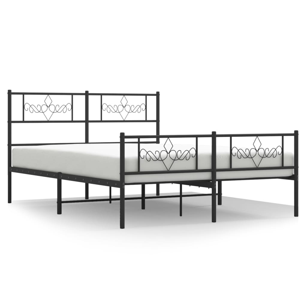 vidaXL Metal Bed Frame without Mattress with Footboard Black 120x200 cm