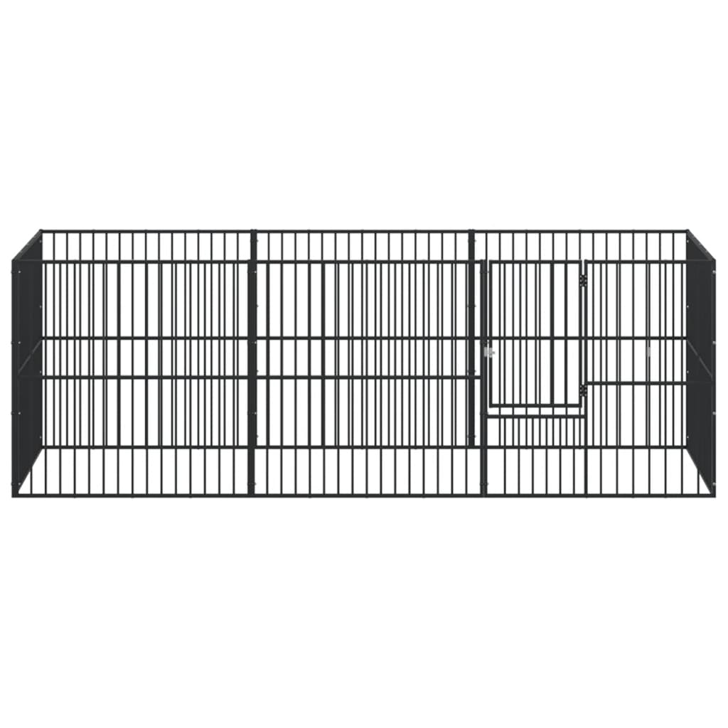 vidaXL Dog Playpen 8 Panels Black Galvanised Steel