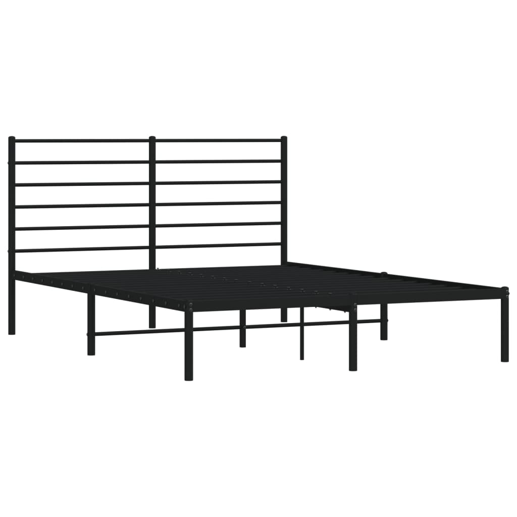 vidaXL Metal Bed Frame without Mattress with Headboard Black 120x200 cm