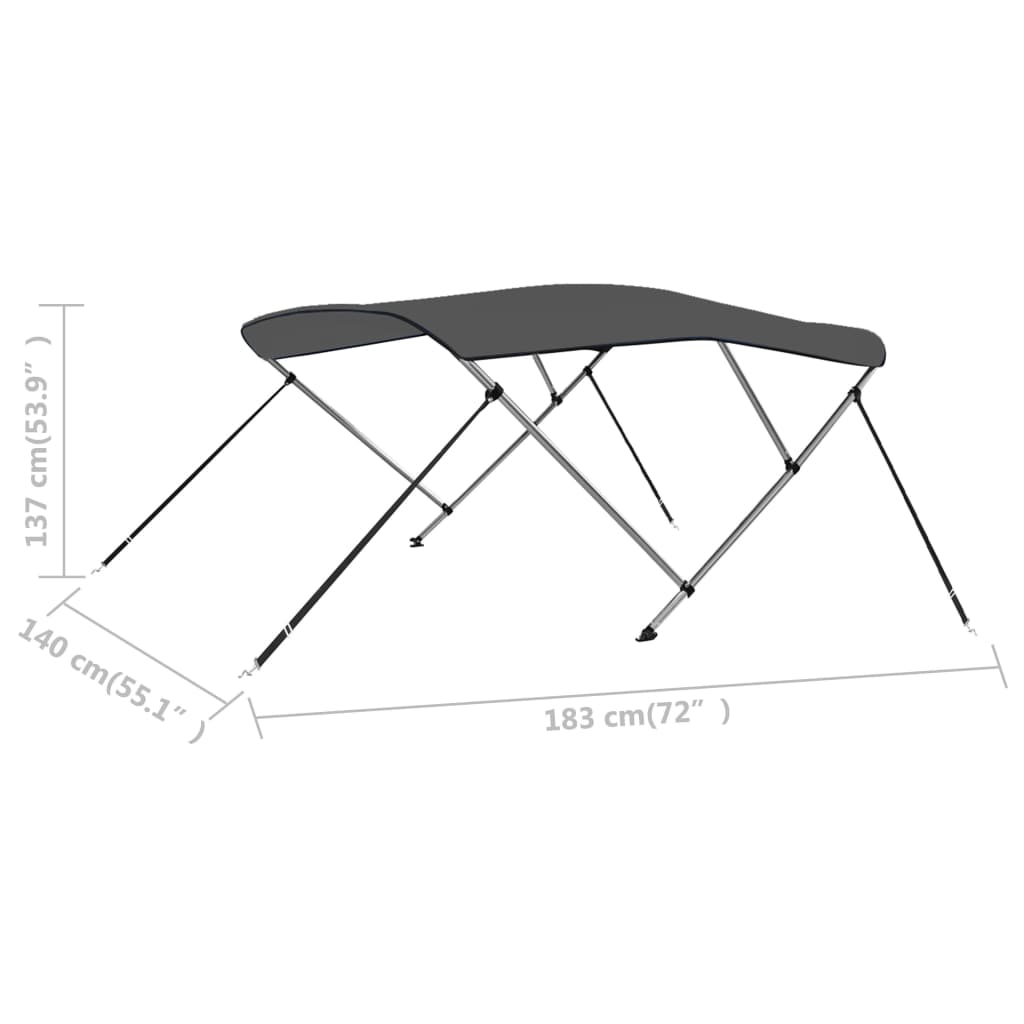 vidaXL 3 Bow Bimini Top Anthracite 183x140x137 cm