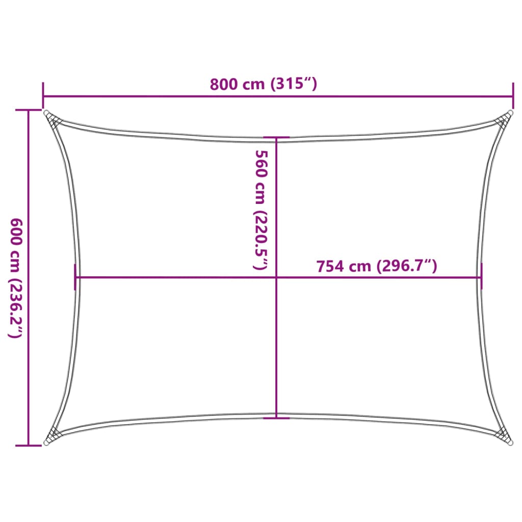 vidaXL Sun Shade Sail Sand 8x6 m 100% Polyester Oxford