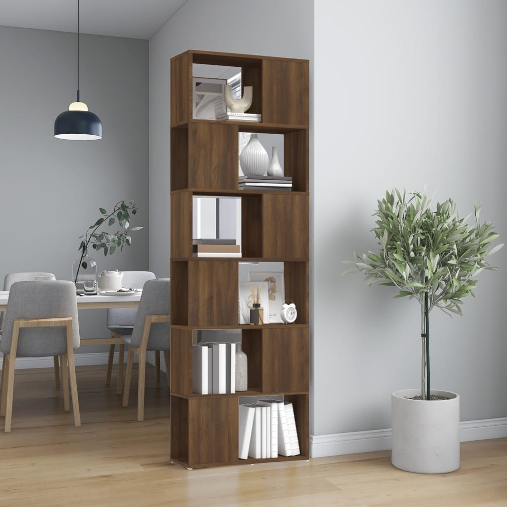 vidaXL Book Cabinet/Room Divider Brown Oak 60x24x186 cm