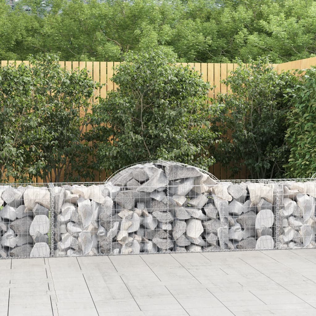 vidaXL Arched Gabion Baskets 25 pcs 200x50x60/80 cm Galvanised Iron