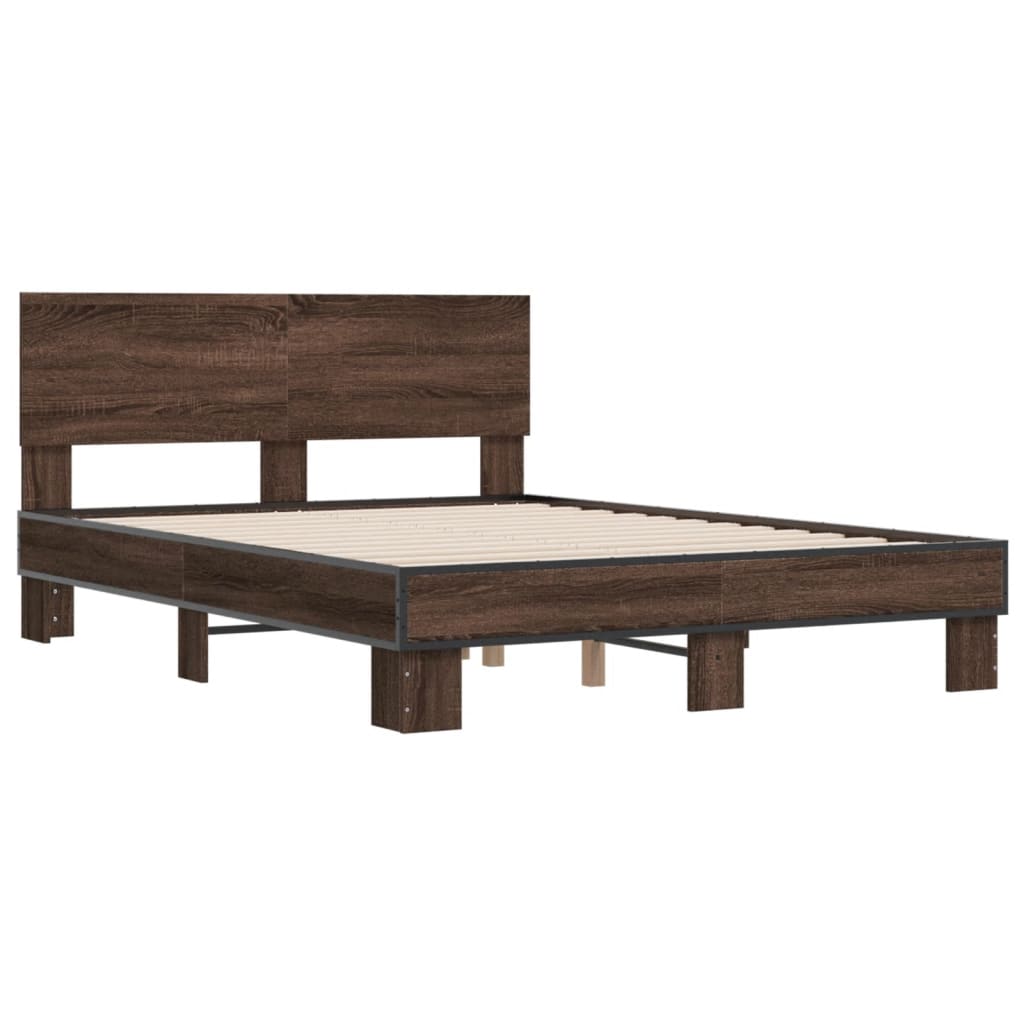 vidaXL Bed Frame without Mattress Brown Oak 140x200 cm