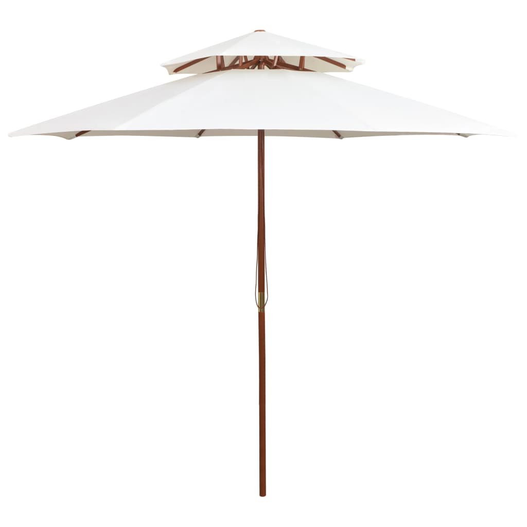 vidaXL Double Decker Garden Parasol 270x270 cm Wooden Pole Cream White