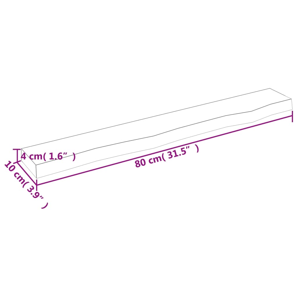 vidaXL Wall Shelf Light Brown 80x10x4 cm Treated Solid Wood Oak