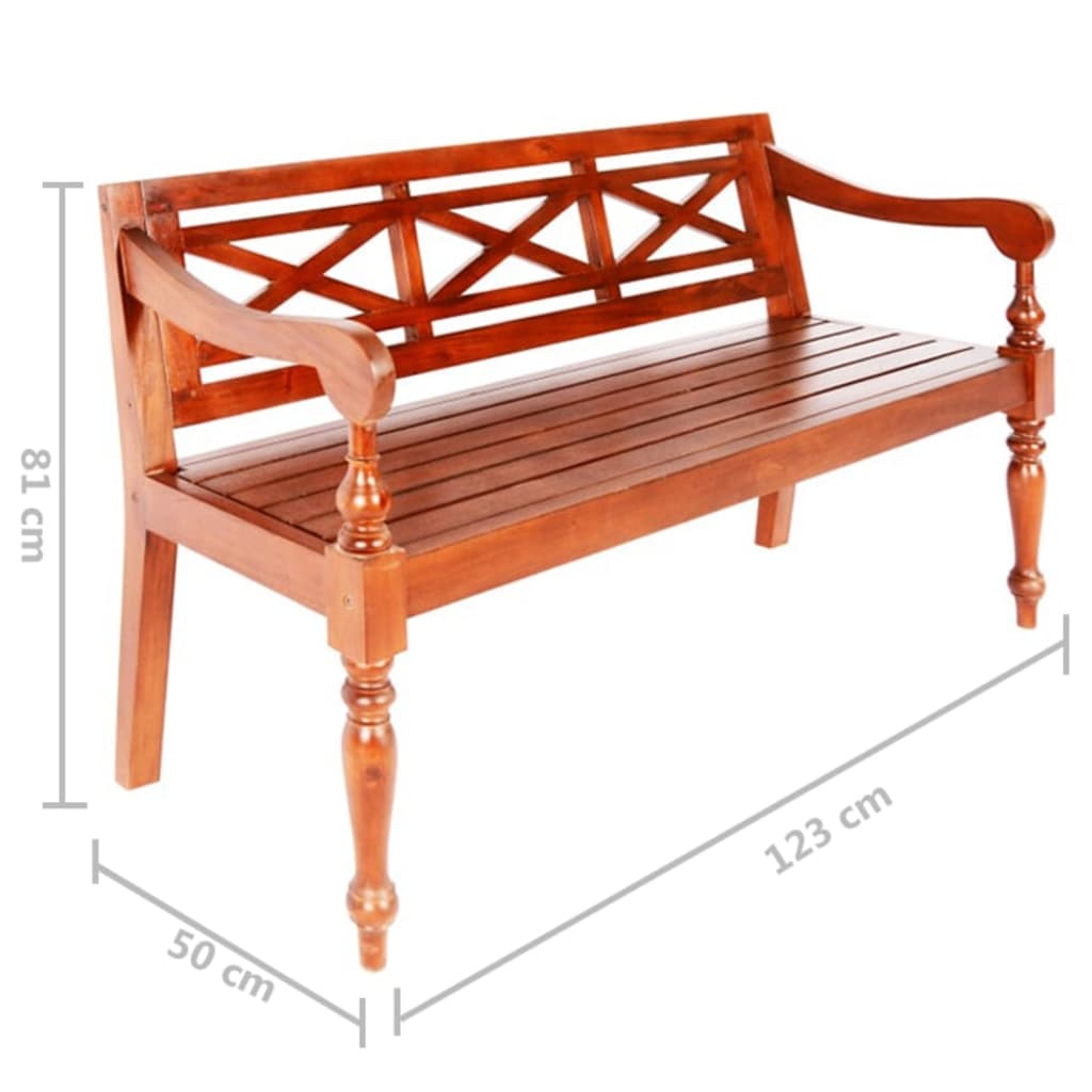 vidaXL Batavia Bench 123 cm Solid Mahogany Wood Dark Brown