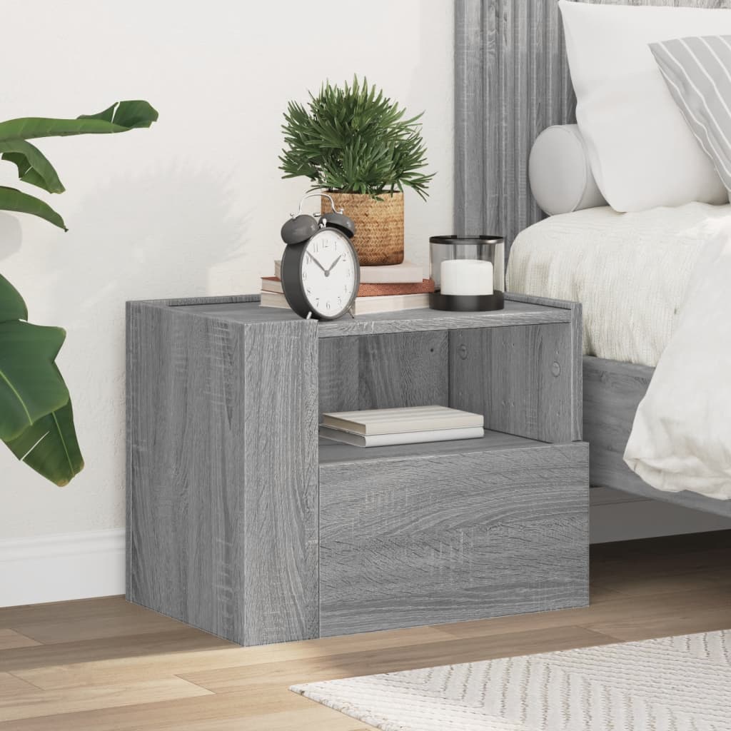 vidaXL Wall-mounted Bedside Cabinet Grey Sonoma 45x30x35 cm