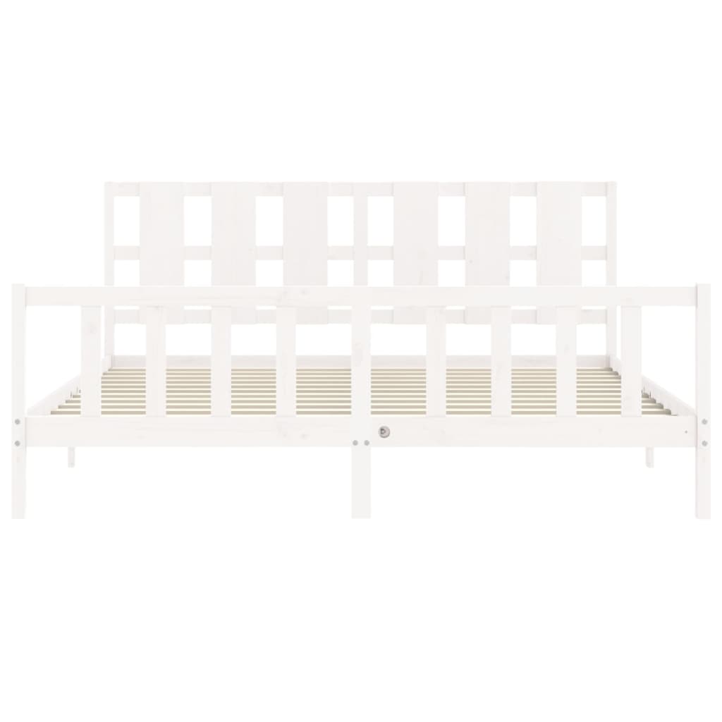 vidaXL Bed Frame without Mattress White Solid Wood Pine