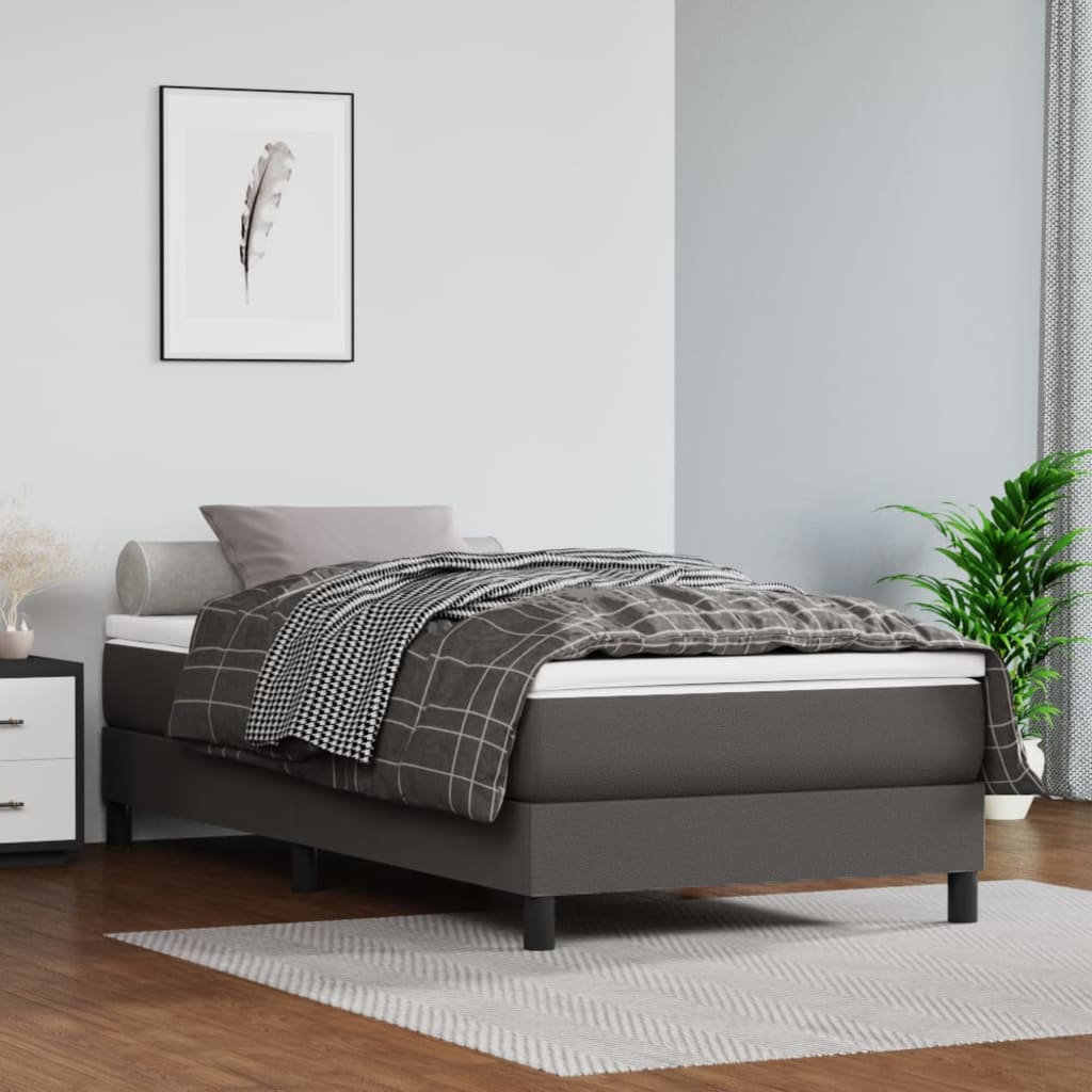 vidaXL Pocket Spring Bed Mattress Grey 90x190x20 cm Faux Leather