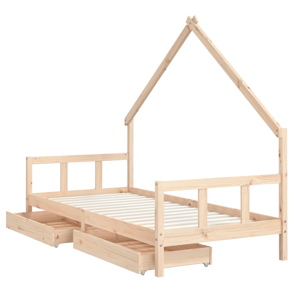 vidaXL Kids Bed Frame with Drawers 90x190 cm Solid Wood Pine