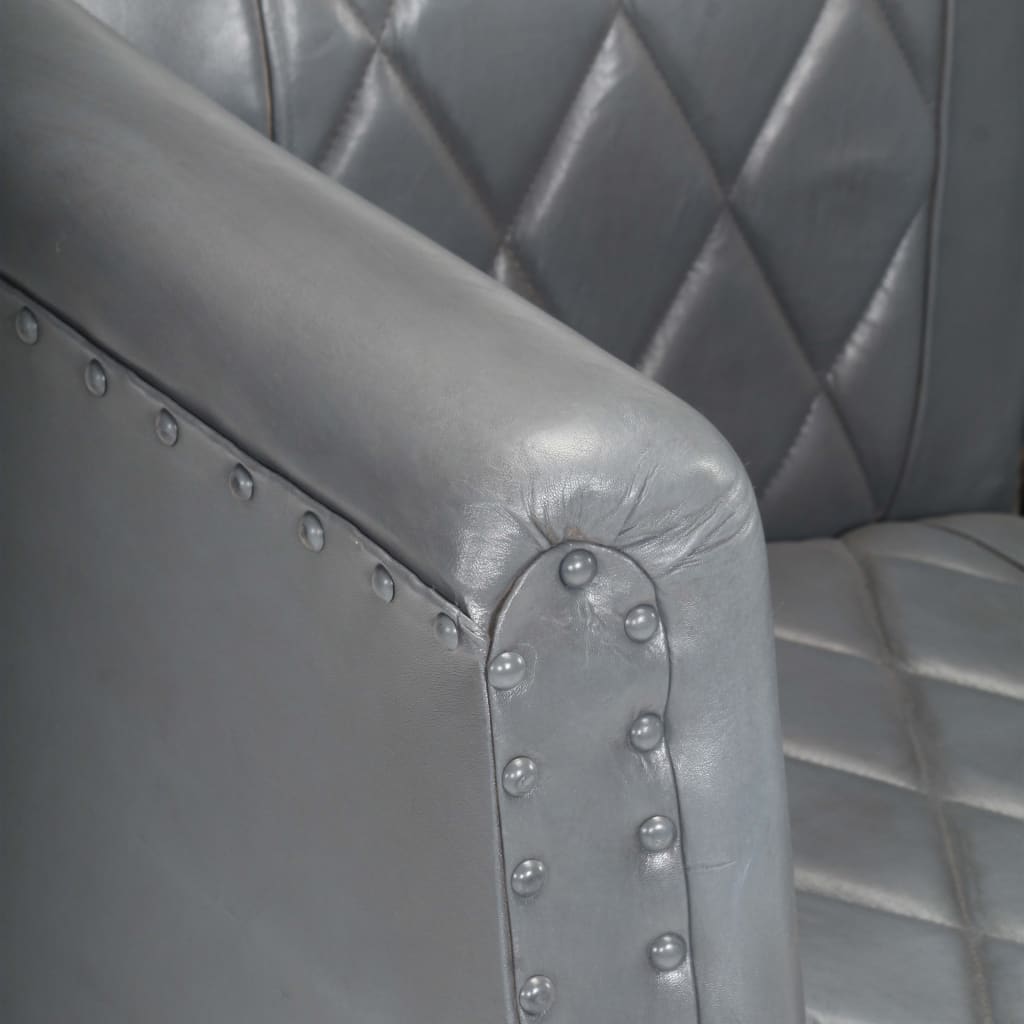 vidaXL Tub Chair Grey Real Goat Leather