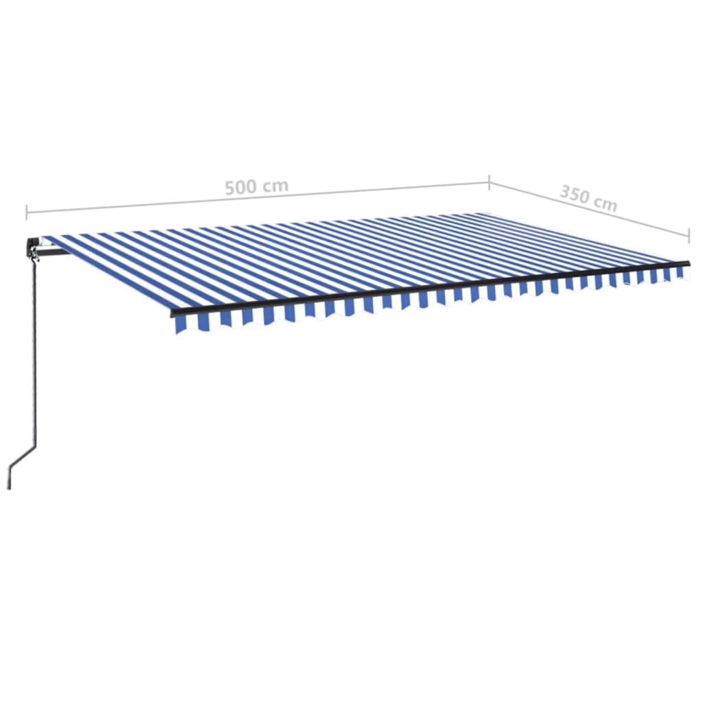 vidaXL Manual Retractable Awning 500x350 cm Blue and White