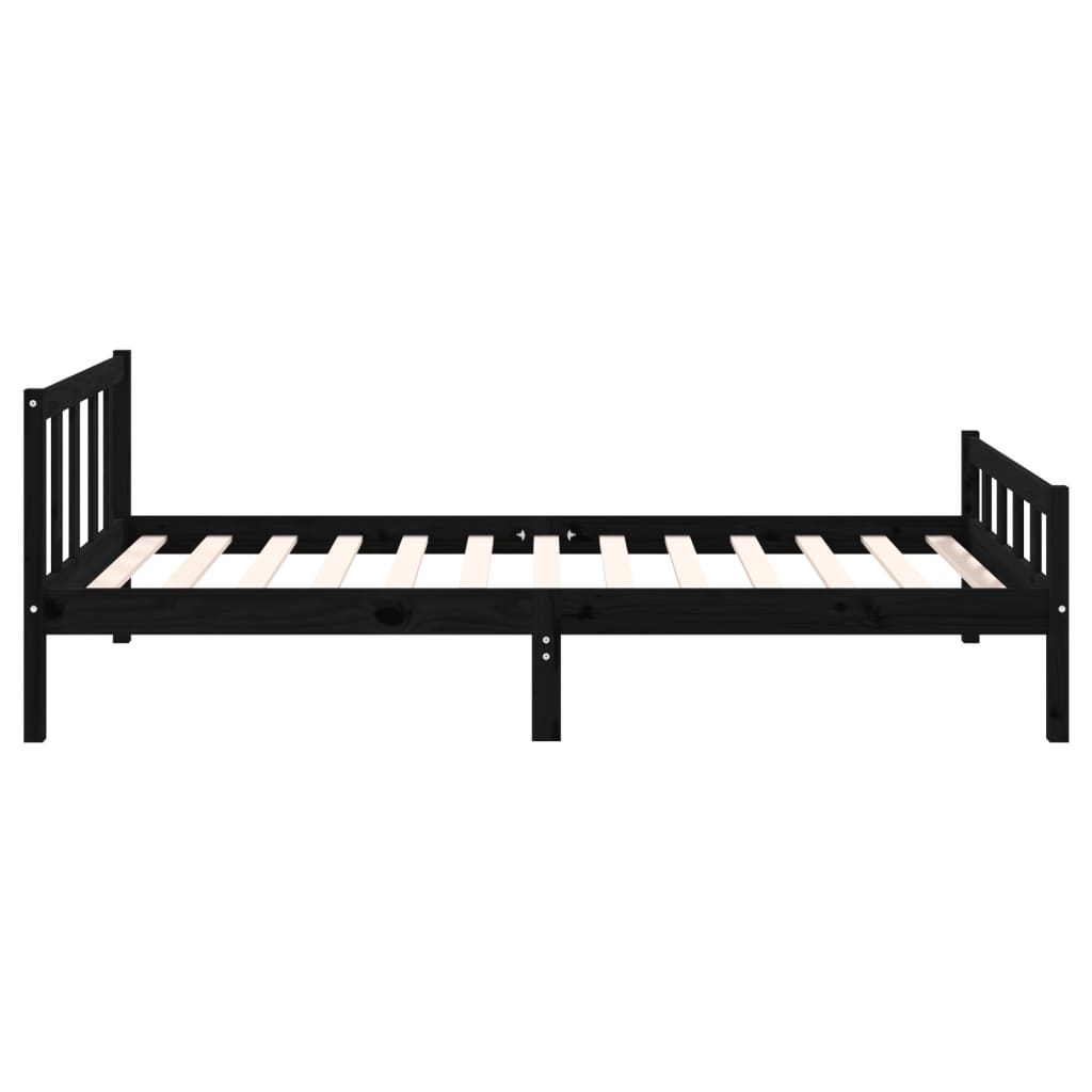 vidaXL Bed Frame without Mattress Black Solid Wood 100x200 cm