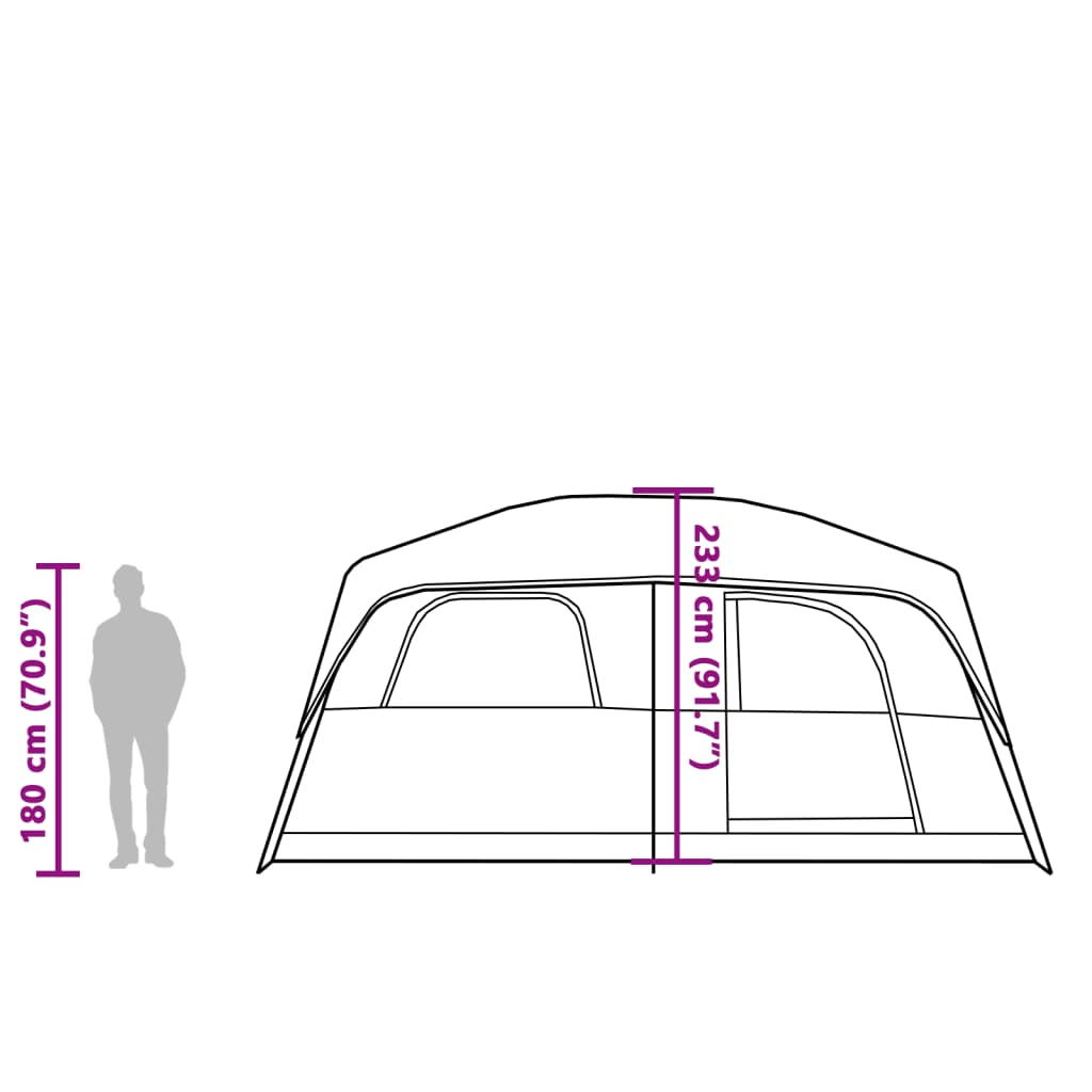 vidaXL Family Tent Cabin 10-Person Grey and Orange Waterproof