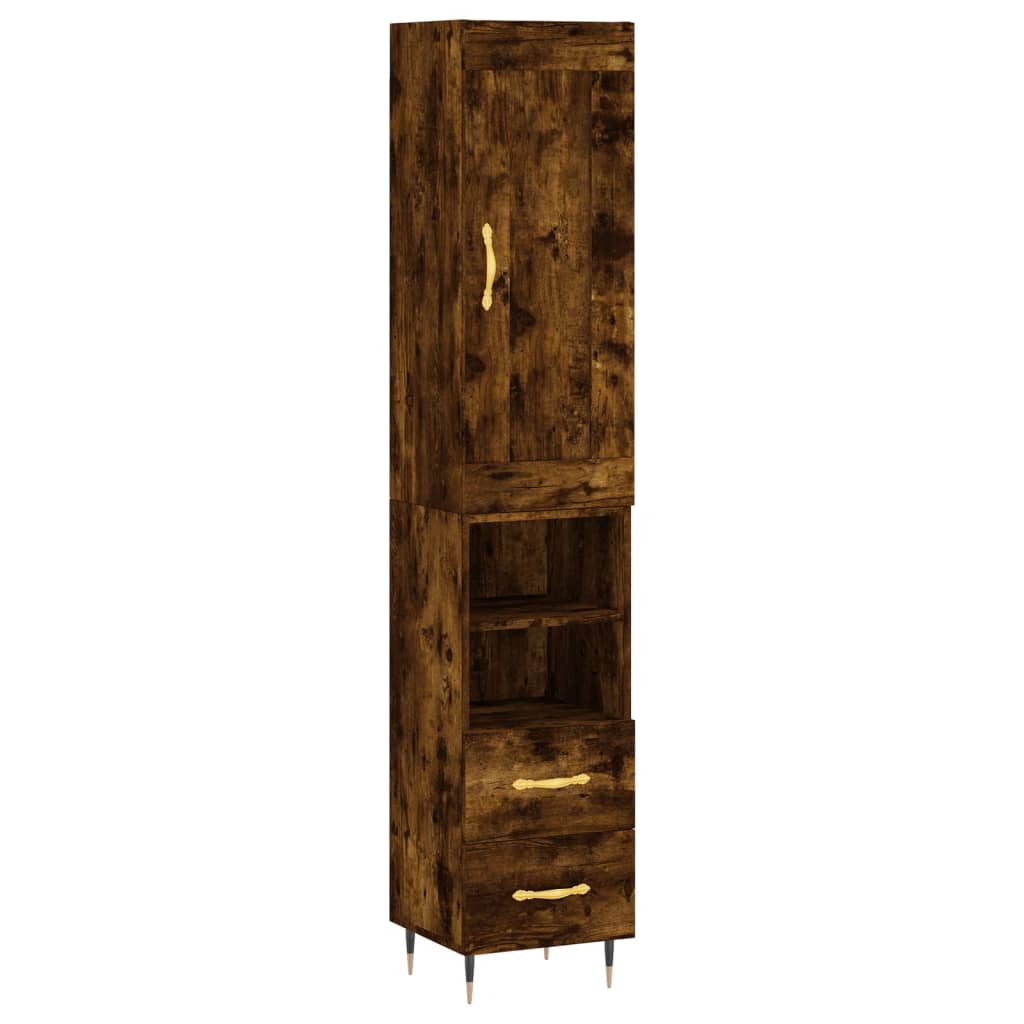 vidaXL Highboard Smoked Oak 34.5x34x180 cm Engineered Wood